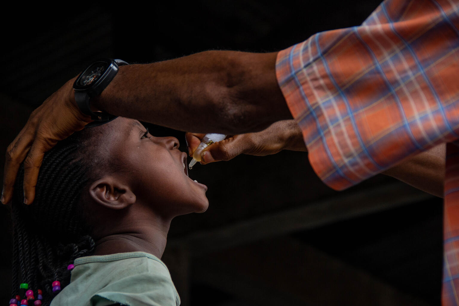 DRC - polio drops A child receiving polio drops