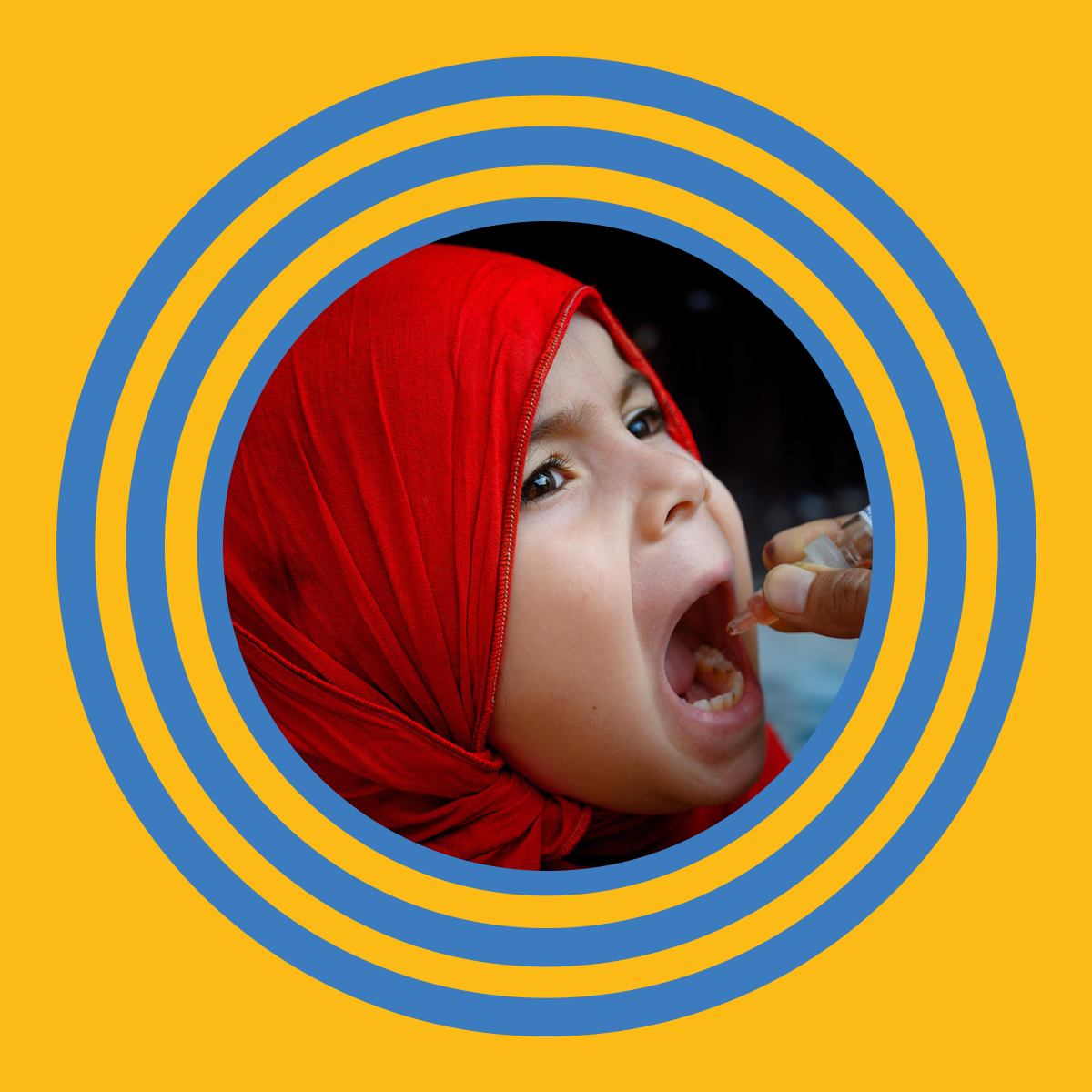 Little girl taking the vaccine drops