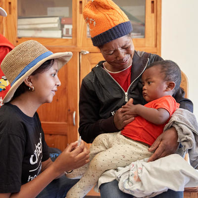 October 15, 2024 - Imady,Ambositra District, Amoron'i Mania Region, Fy, UNICEF Youth Advocate for Polio/Vaccination prepares to vaccinate this child against polio.