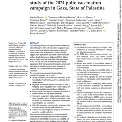 Leveraging community insights and navigating logistical challenges: a case study of the 2024 polio vaccination campaign in Gaza, State of Palestine