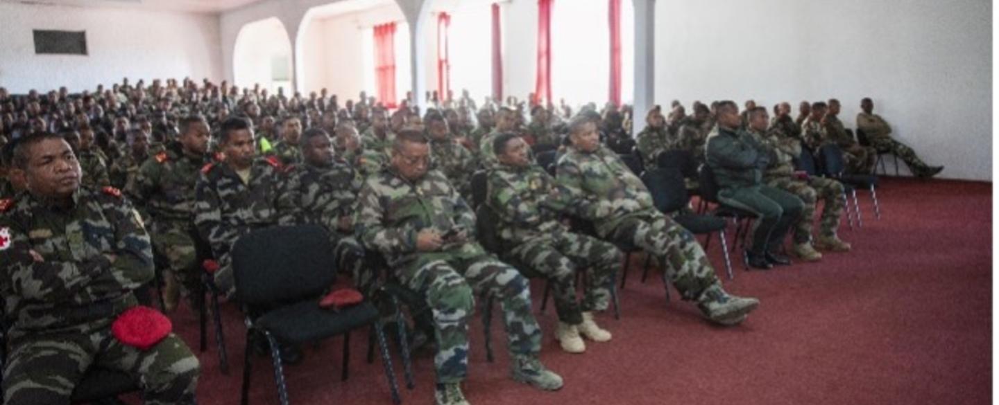 General Pikulas attending an information session for military academy students in Antsirabe. Photo: UNICEF/2023/Razafindralambo Hery Nirina.